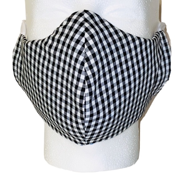 100% Cotton 3 Layers Gingham Print Adult Facemask - Picture 2 of 7